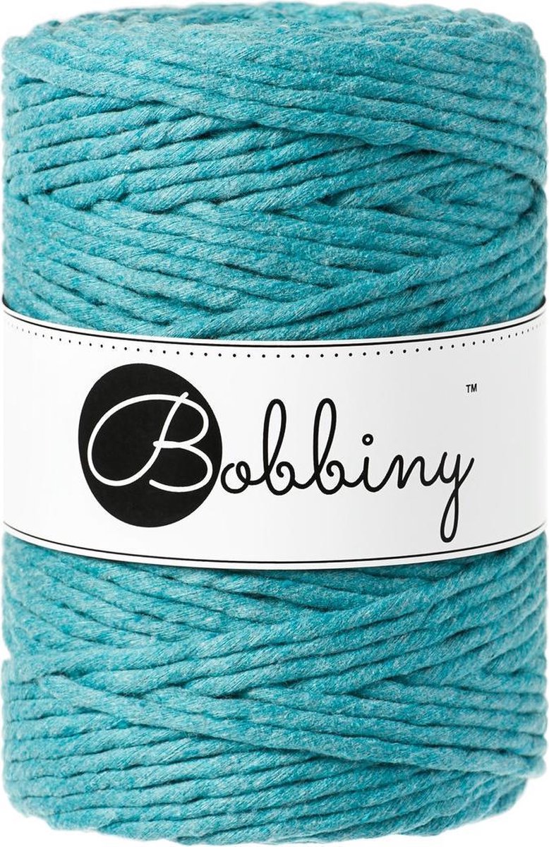 Bobbiny Macrame cord 5mm Teal Blauw