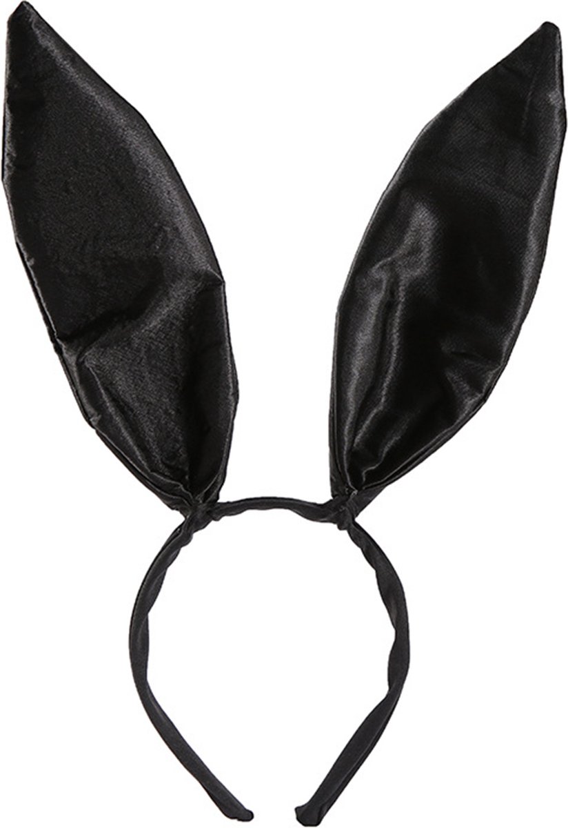 Bunny oren - zwart - sexy - kostuum - diadeem - haarband - erotisch - cosplay - rollenspel - fotoshoot - carnaval - maskerade - roleplay - themafeest - themaparty