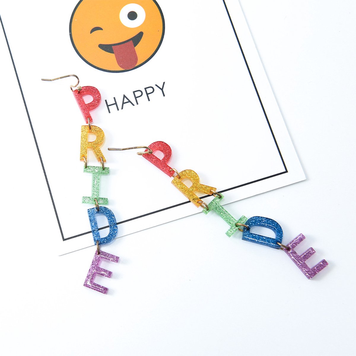 Pride statement Oorbellen - regenboog - letters - LGBTQ - oorhangers - GayPride - Equality - Respect - Lange oorbellen - Diversity