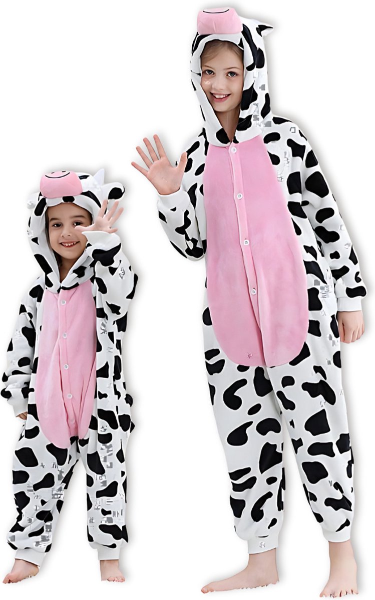 BoefieBoef Dieren Onesie Verkleedkleding Kinderen 10-14 jaar – Comfortabele Kostuum Pyjama – Maat 140 tot 160 – Dierenpak voor Jongens en Meisjes – Feest, Carnaval Verkleedkleding - Kerst, Dierenpak - of Verjaardag Cadeau - Koe