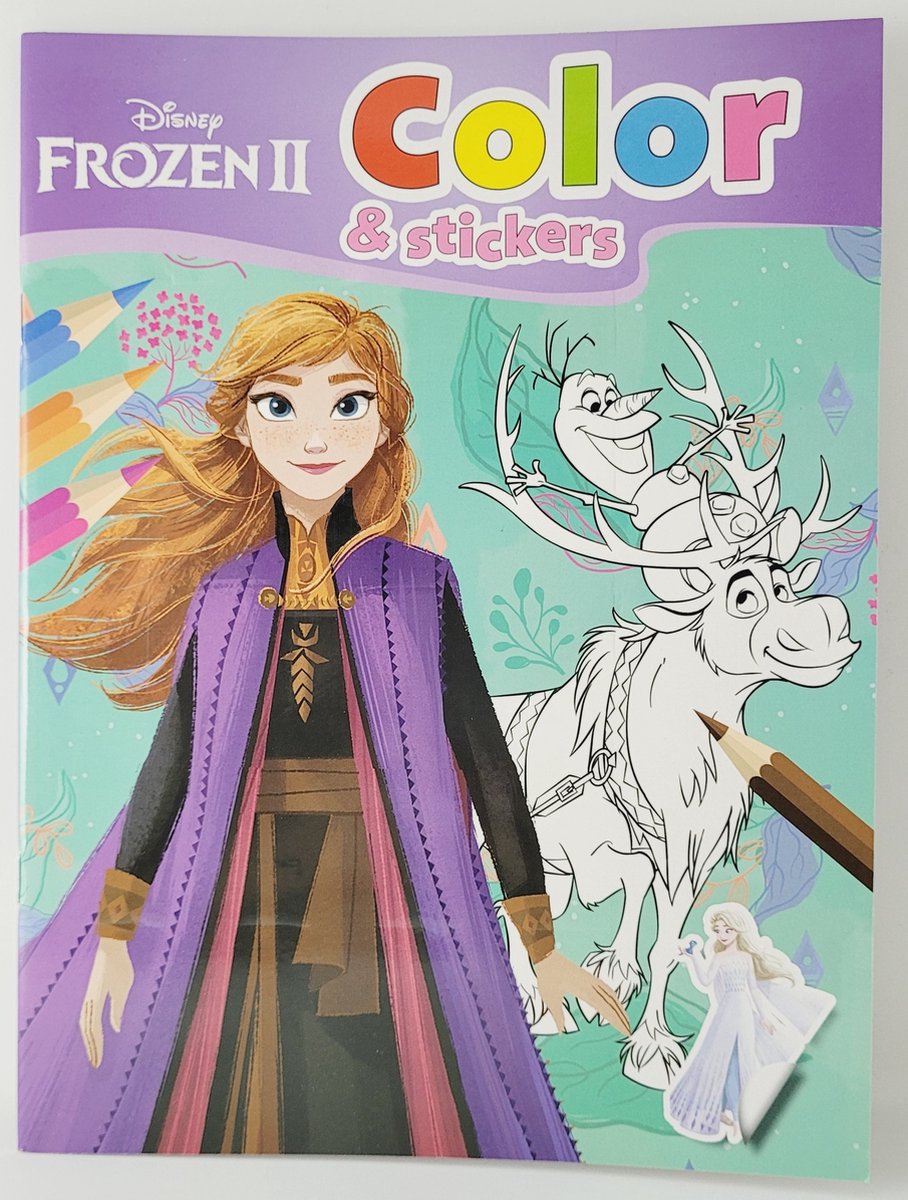 DISNEY FROZEN 2 KLEURBOEK - KLEURBOEK MET STICKERS - 32 KLEURPLATEN - 2 STICKERVELLEN