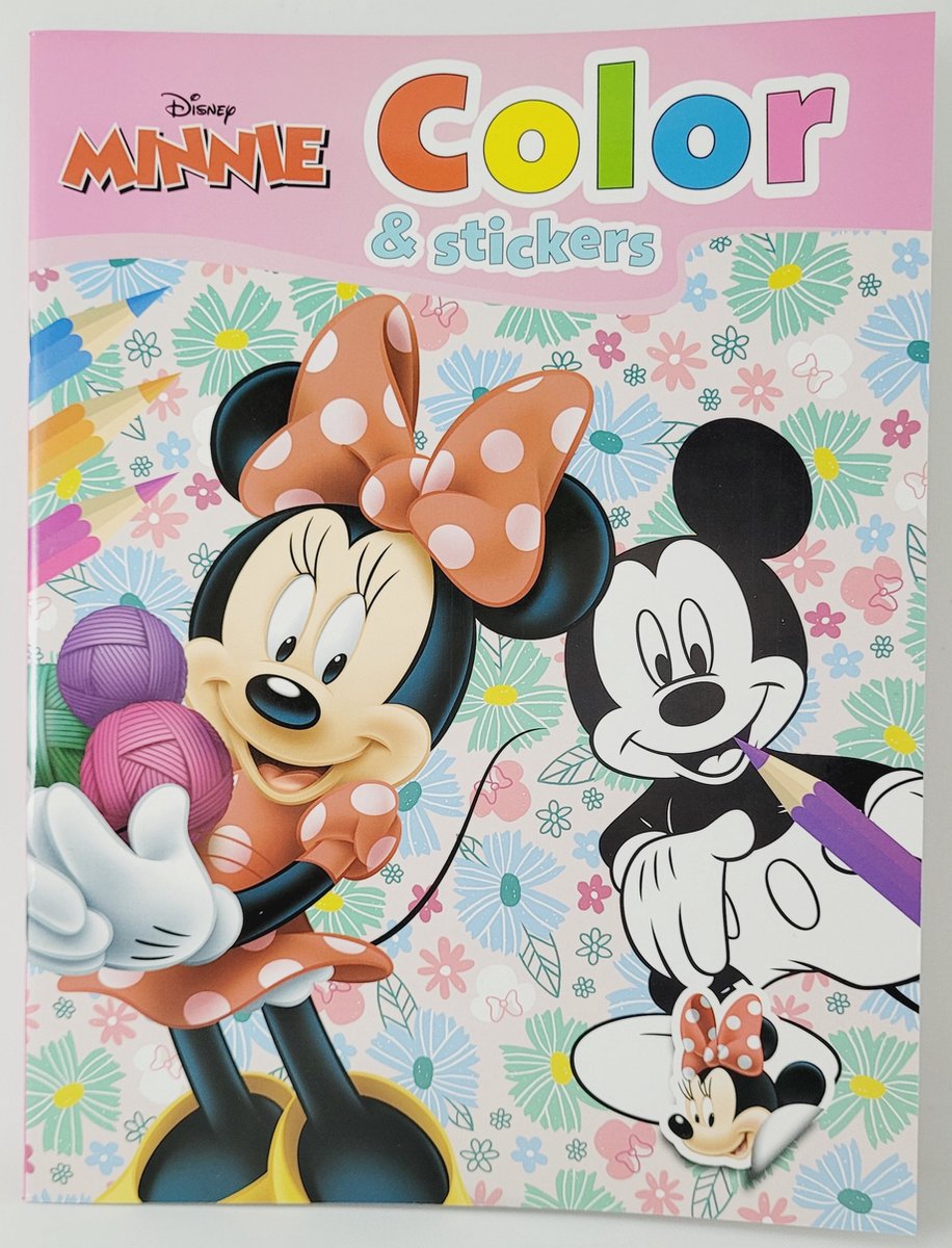 DISNEY MINNIE MOUSE KLEURBOEK - KLEURBOEK MET STICKERS - 32 KLEURPLATEN - 2 STICKERVELLEN