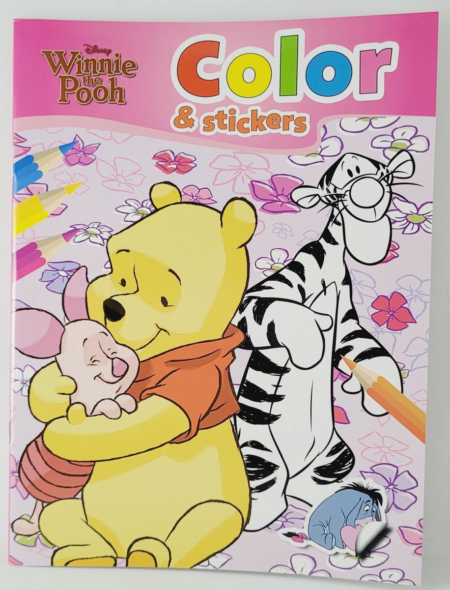 DISNEY WINNIE THE POOH - WINNIE DE POEH KLEURBOEK - KLEURBOEK MET STICKERS - 32 KLEURPLATEN - 2 STICKERVELLEN