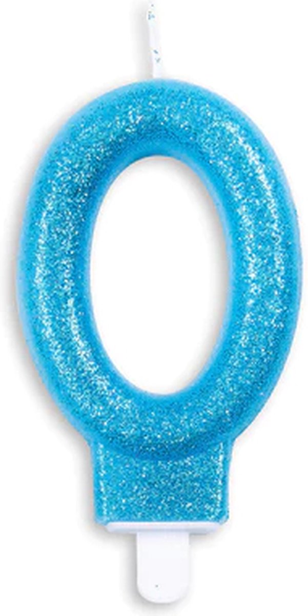 Cijferkaars Blauw 0 Jaar - Kaars 0 Jaar - Kaars Cijfer 0 - Kaarsje 0 Jaar - Blauwe Kaars Taart / Cupcake 0 Jaar - Ook voor leeftijden: 10 / 20 / 30 / 40 / 50 / 60 / 70 / 80 / 90 / 100 - Glitter Blauw