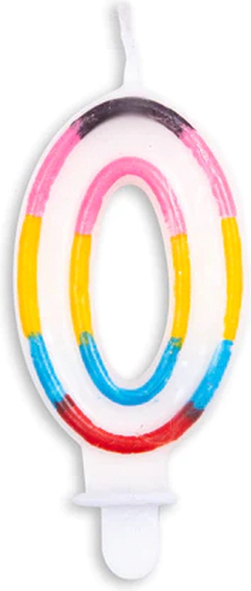 Cijferkaars Multicolor 0 Jaar - Kaars 0 Jaar - Kaars Cijfer 0 - Kaarsje 0 Jaar - Kaars Taart / Cupcake 0 Jaar - Ook voor leeftijden: 10 / 20 / 30 / 40 / 50 / 60 / 70 / 80 / 90 / 100 - Glitter Multicolor