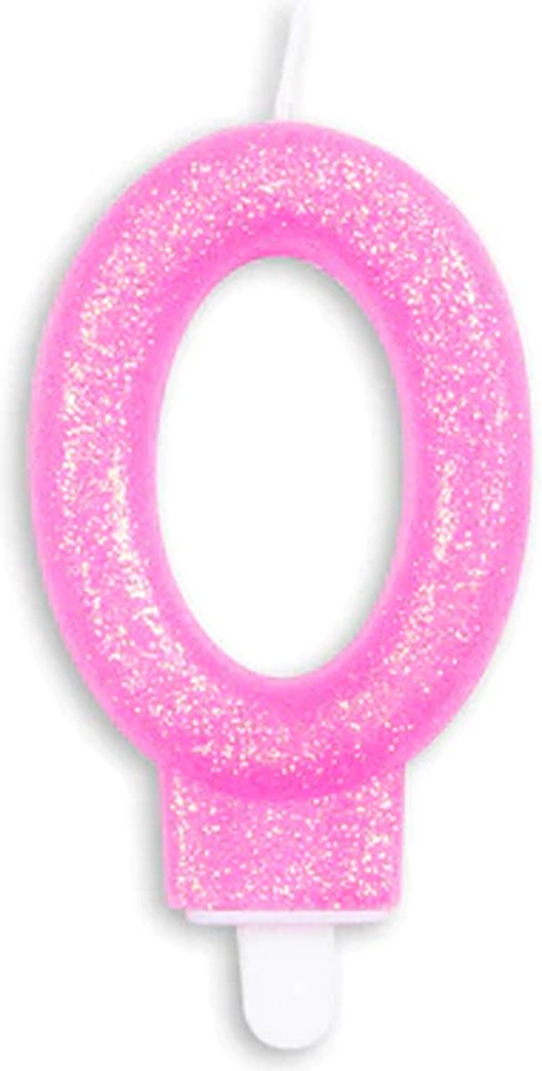 Cijferkaars Roze 0 Jaar - Kaars 0 Jaar - Kaars Cijfer 0 - Kaarsje 0 Jaar - Roze Kaars Taart / Cupcake 0 Jaar - Ook voor leeftijden: 10 / 20 / 30 / 40 / 50 / 60 / 70 / 80 / 90 / 100 - Glitter Roze