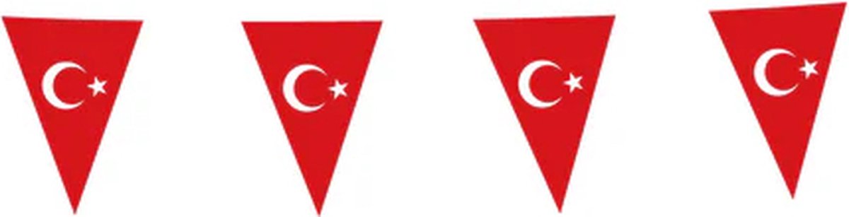 Vlaggenlijn Turkije - 10 Meter Turkije - Turkije vlag decoratie - Turkije versiering vlaggetjes - Per stuk 10 meter vlaggenlijn