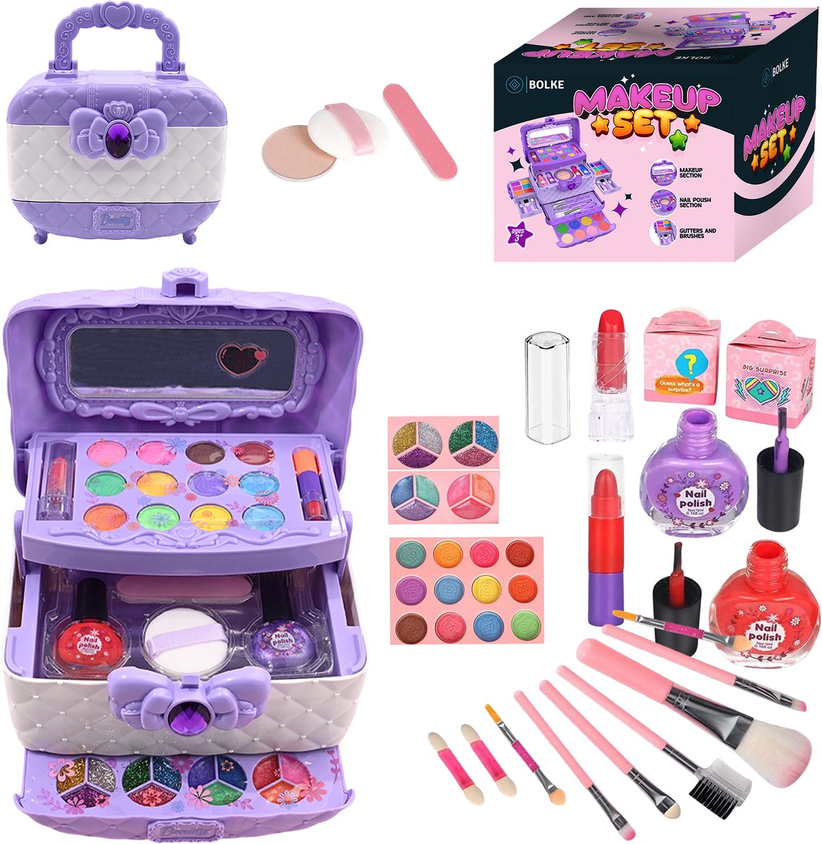 Bolke® - kinder make up - kinder make up meisje - make up kinderen set meisjes - make up meisje - lipgloss meisjes - kinder make up koffer