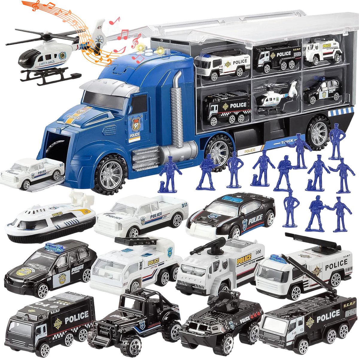 Bolke® - vrachtwagen speelgoed - vrachtwagen speelgoed jongens - politie speelgoed - politie speelset - speelfiguren set constructie