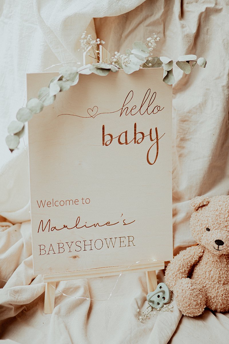 BolleToet - houten babyshowerbord - tafelmodel 38x28 cm incl. ezel - baby feest