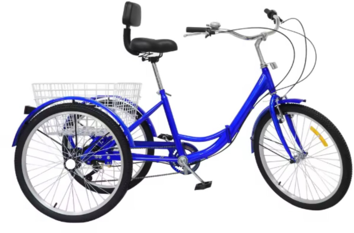   Dita - 7 versnellingen - Fiets voor volwassenen en senioren - 24 Inch - Opvouwbare - Verstelbaar - Met mand - Voorrem - Blauw