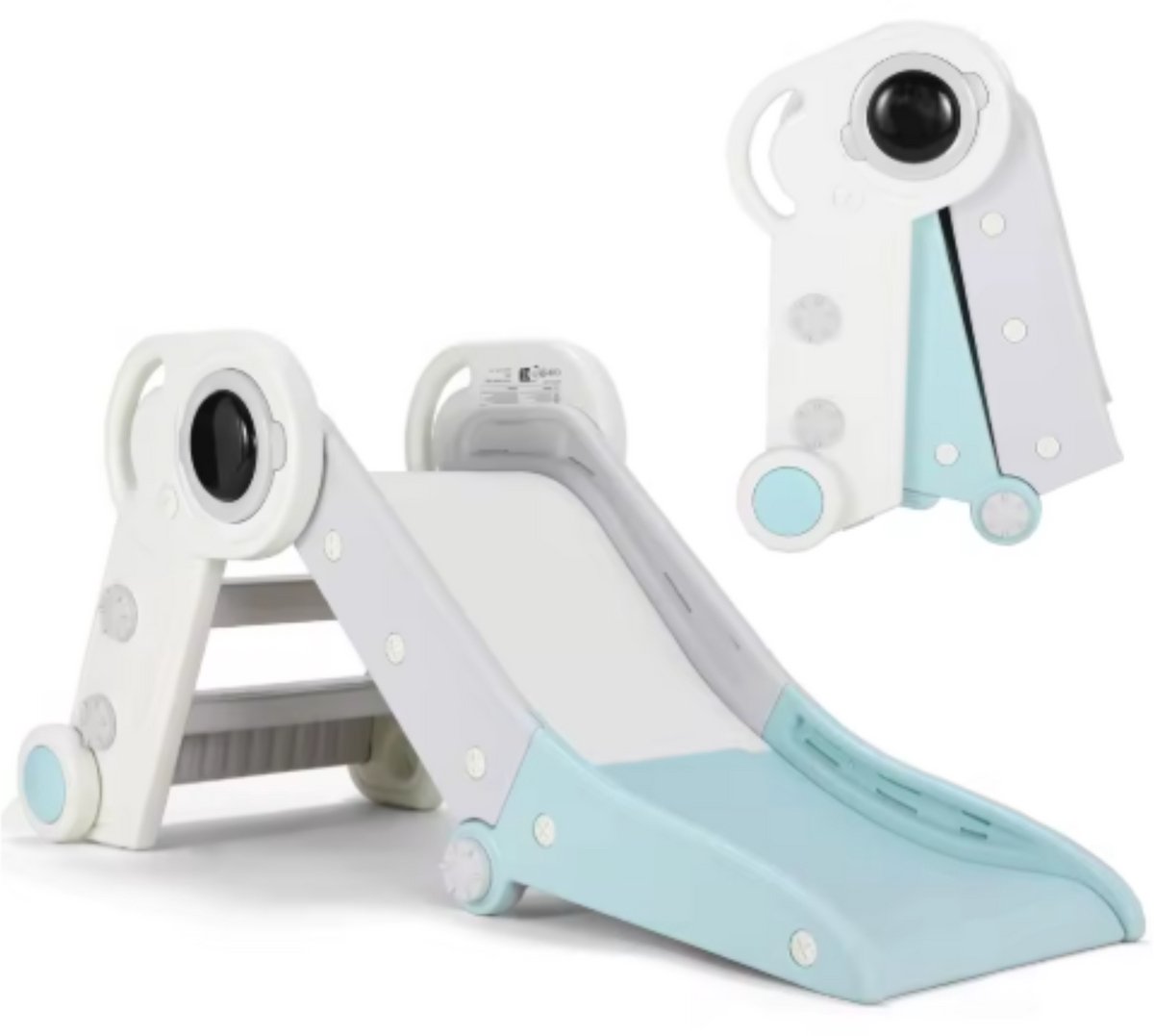 Glijbaan voor Kinderen - Buitenspeelgoed - Indoor & Outdoor Kinderplezierglijbaan - Dubbel Opvouwbaar, Peuter Glijbaan voor 1-3 Jaar - Babytuinglijbaan, Perfect Cadeau - Blauw & Wit