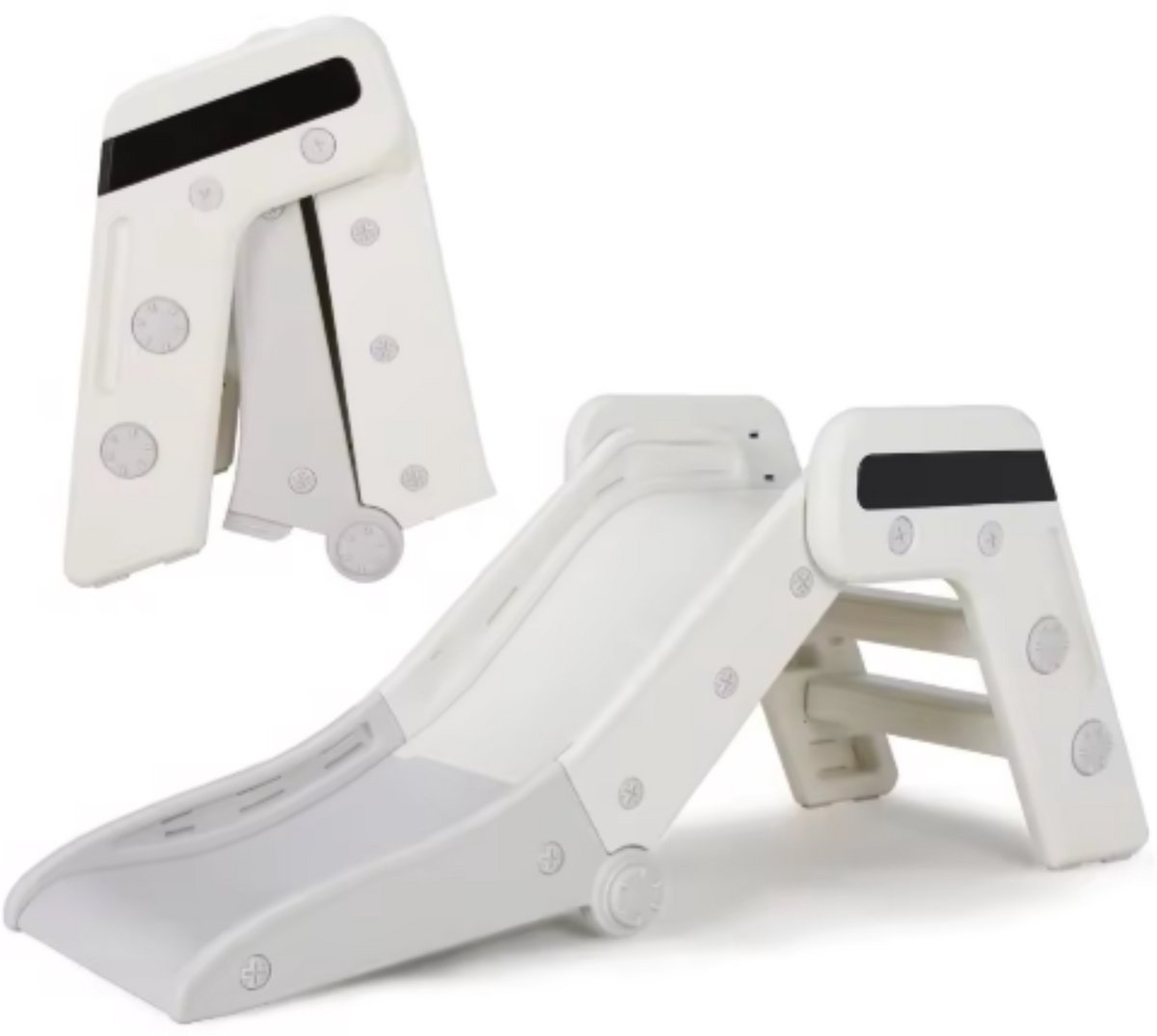 Glijbaan voor Kinderen - Buitenspeelgoed - Indoor & Outdoor Kinderplezierglijbaan - Dubbel Opvouwbaar, Voor Peuters van 1-3 Jaar - Geweldig Cadeau voor de Kleintjes - Wit & Grijs