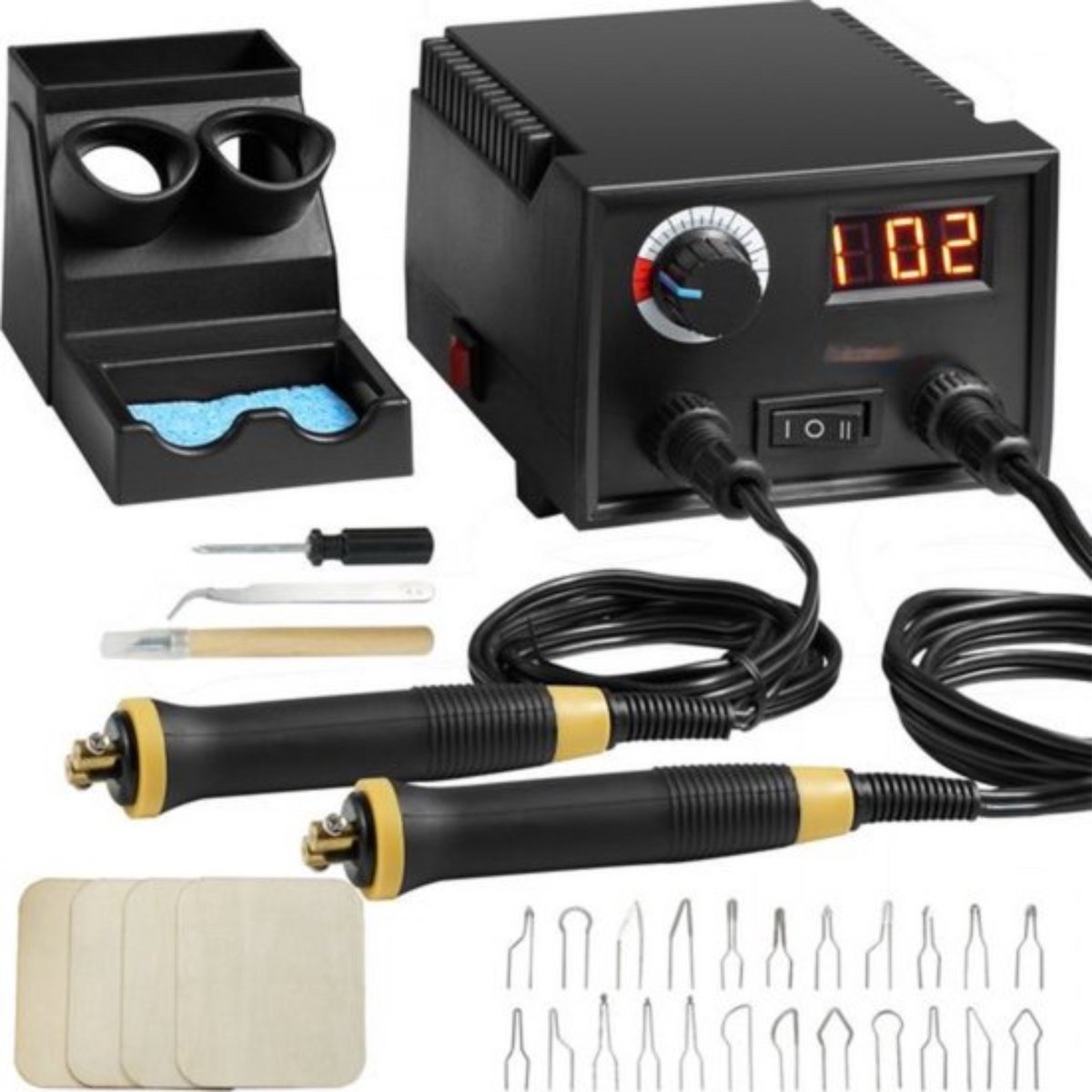 Houtbrander set - Pyrografieset - Dubbele Pen en Aansluiting - Pyrografiemachineset