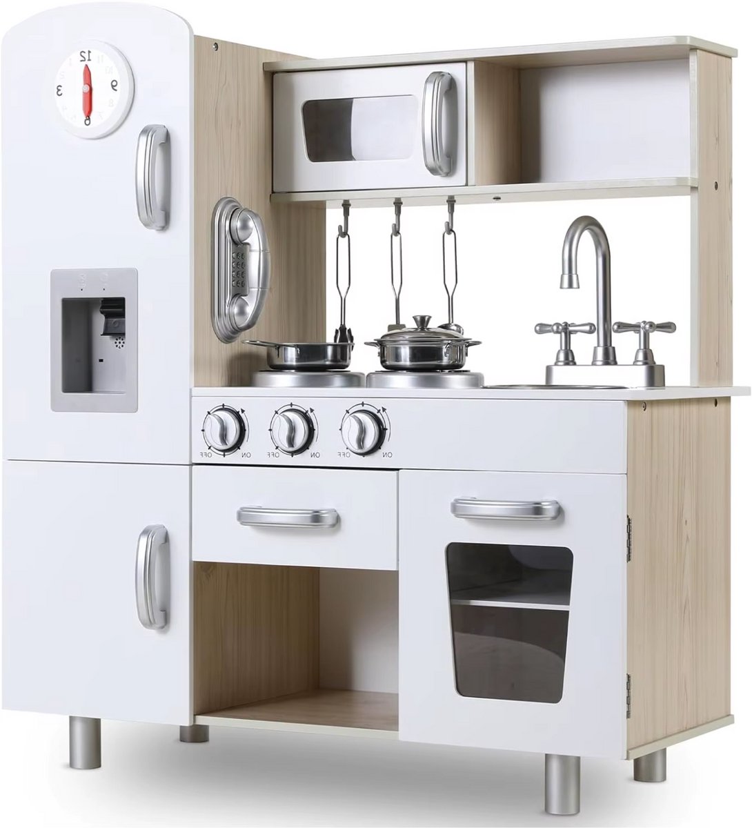 Houten kinderkeuken - Met accessoires - Speelgoedkeuken - Licht- en Geluidseffecten