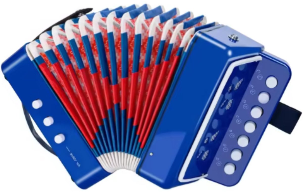 Kinderaccordeon - Speelgoedinstrument - Muziekinstrument voor kinderen - 2-Bass - 7 Noten - Blauw