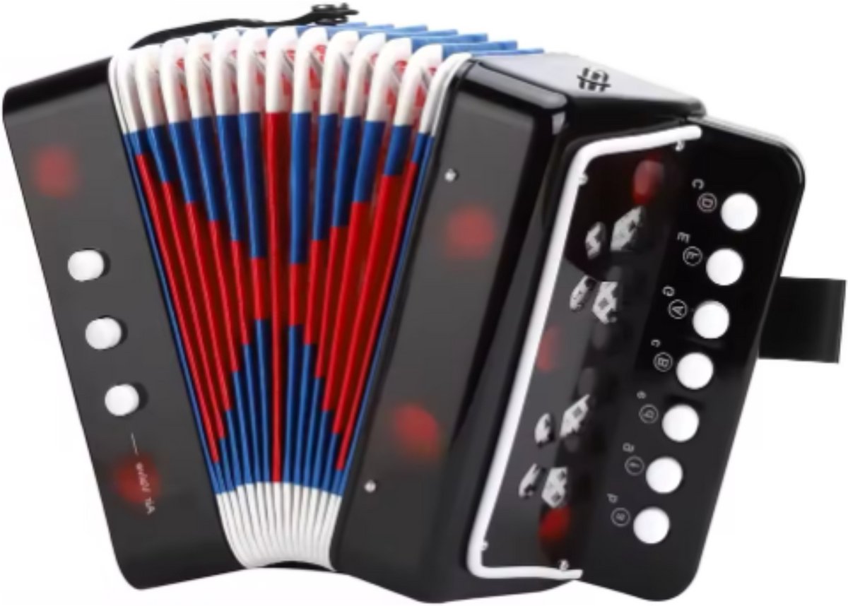 Kinderaccordeon - Speelgoedinstrument - Muziekinstrument voor kinderen - 2-Bass - 7 Noten - Zwart