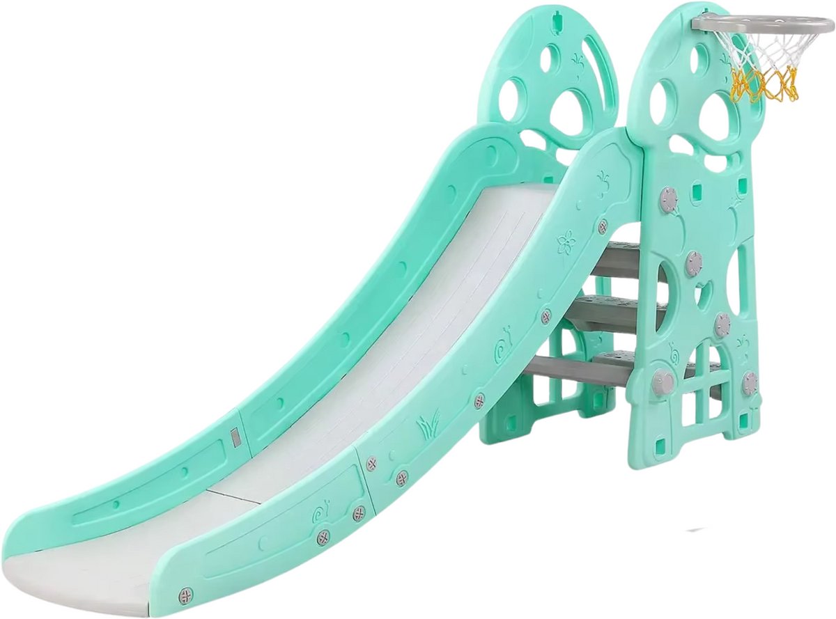 Kinderglijbaan 2 in 1 - Voor buiten en binnen - Basketbalring - Tuin - Glijbaan voor kinderen -