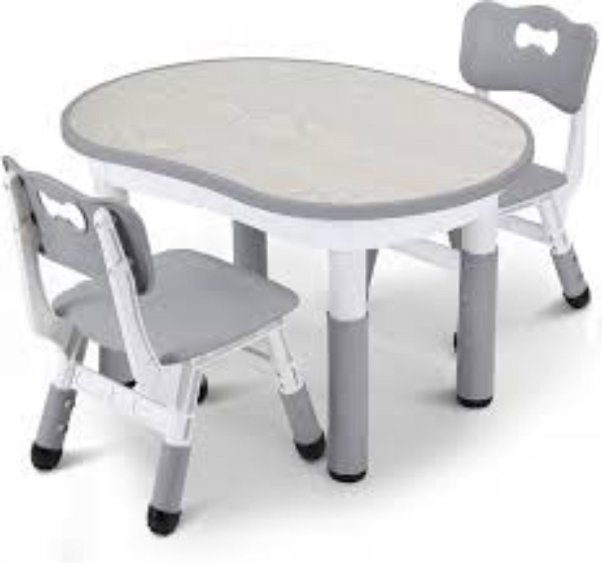 Moderne kindertafel - Activiteiten tafel - 2 stoelen -   - In Hoogte Verstelbaar - Studeertafel voor Kinderen - Lichtgrijs