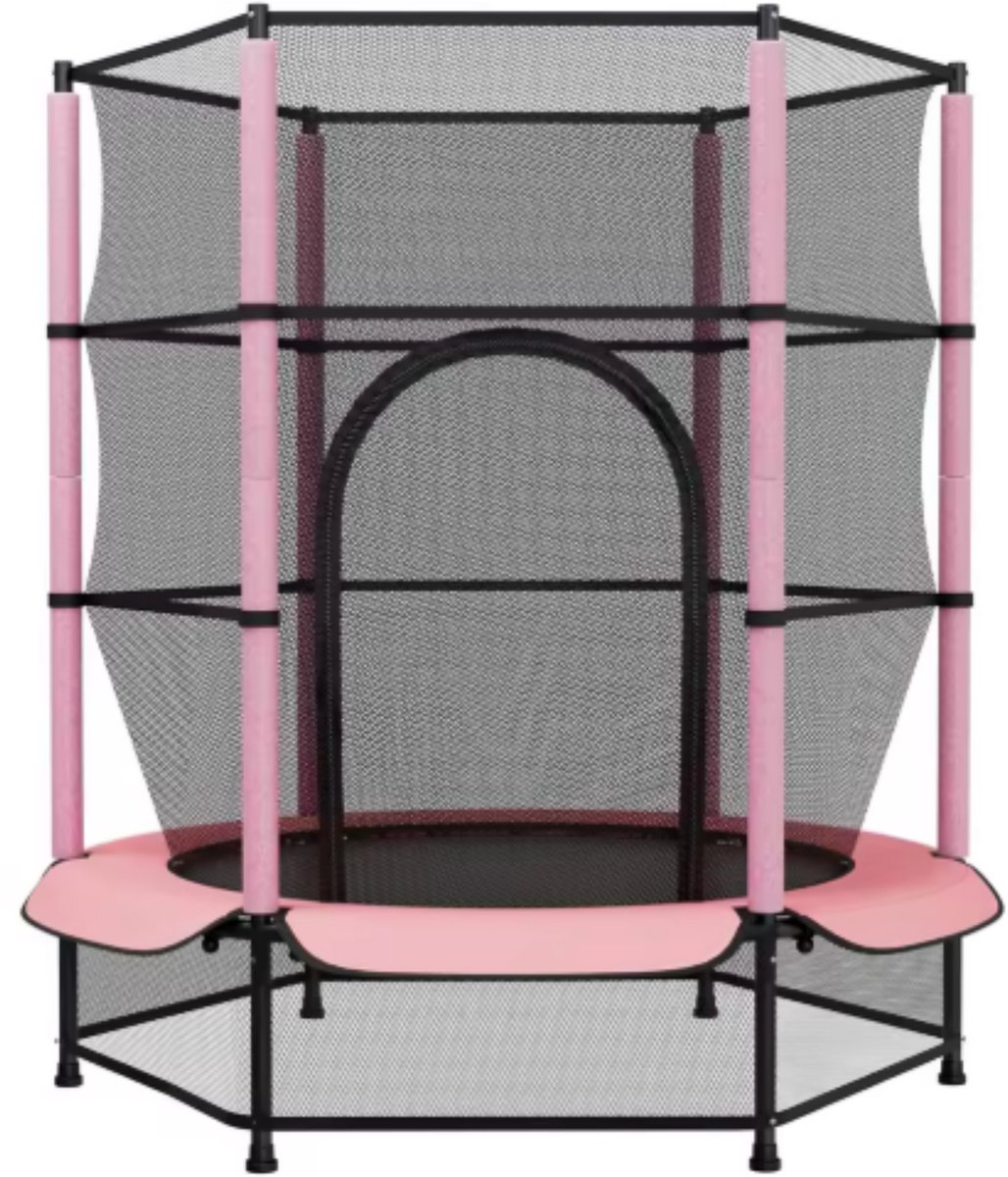 Trampoline met veiligheidsnet - 140 cm - Voor kinderen - Kindertrampoline - Roze - Buitenspeelgoed - Mini trampoline