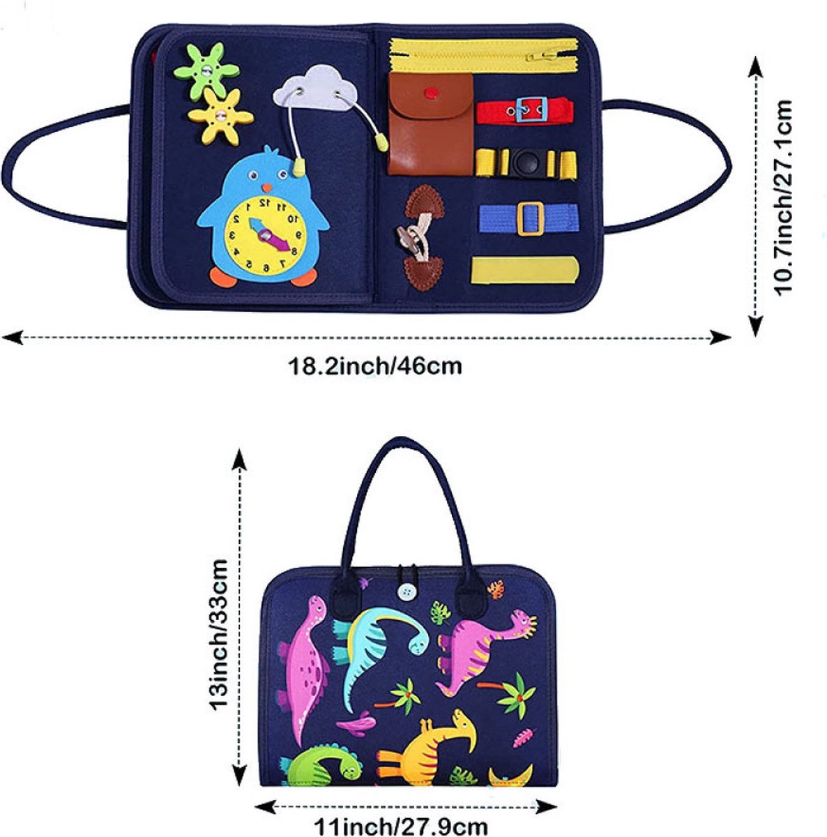Bolture Busy Board, Peuter Activity Board Montessori Speelgoed om fijne motoriek te verbeteren, educatief sensorisch bord speelgoed voor 2 3 4 jaar oude jongens meisjes
