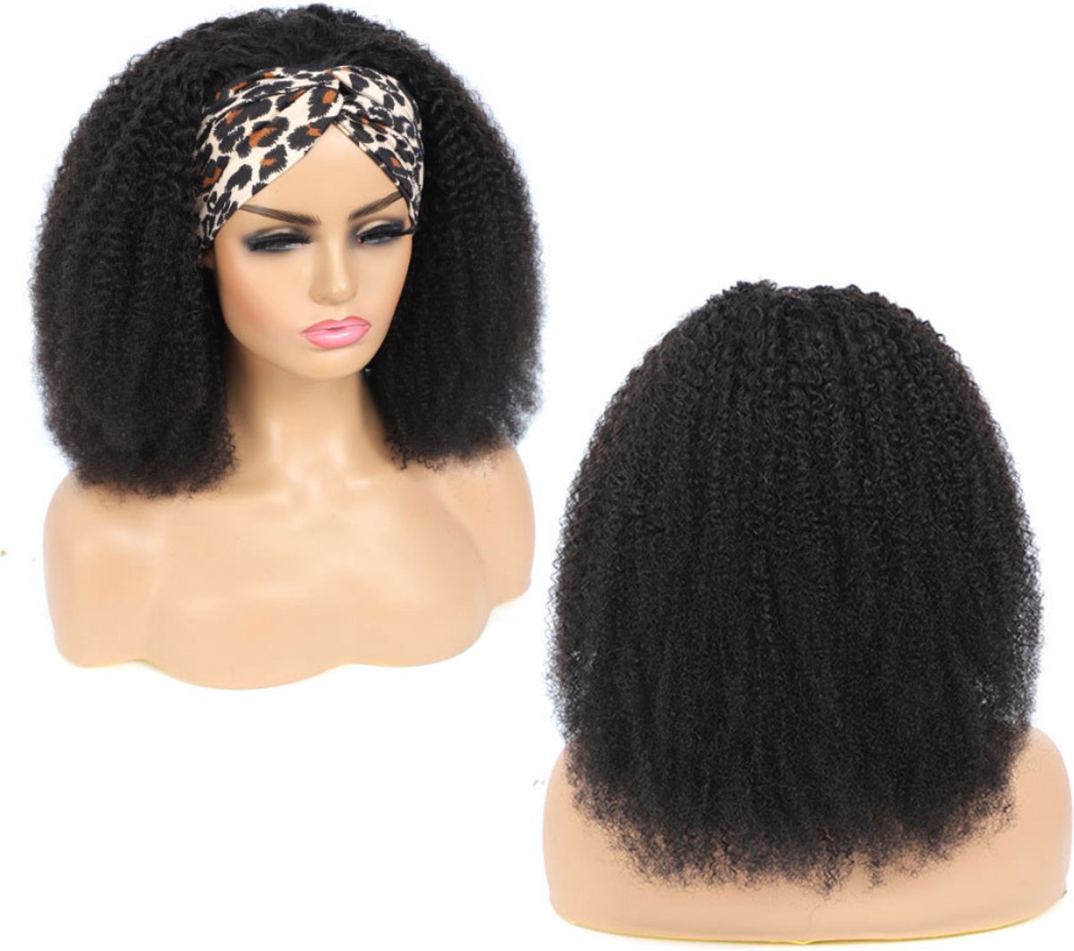 Bolture Pruiken Dames Echt Haar Kort - Dames - Wasbaar - Krullen - Zwart - 25 cm