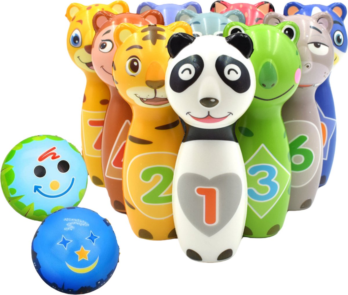 Children  S Bowling Game Set, Inclusief 10 Dierlijke Flessen En 2 Ballen, Mini Indoor En Outdoor Bowling Set, Geschikt Voor Jongens En Meisjes Van 3 Jaar En Ouder, Is Een Ideale Cadeau Keuze