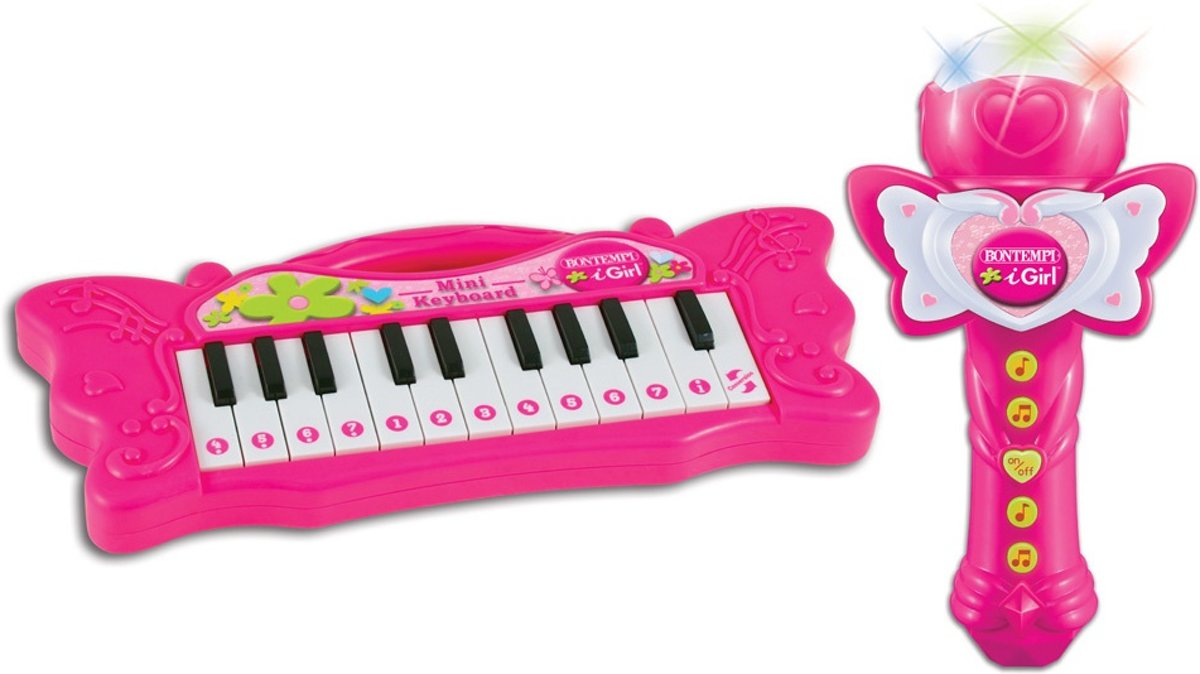 Bontempi Keyboard Igirl Met Microfoon 22 Toetsen Roze 26 Cm