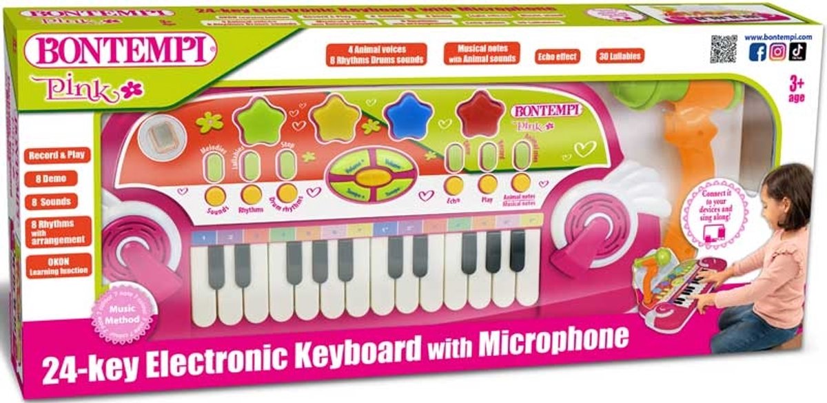 Bontempi keyboard speelgoed 24 toetsen met microfoon muziekplezier.