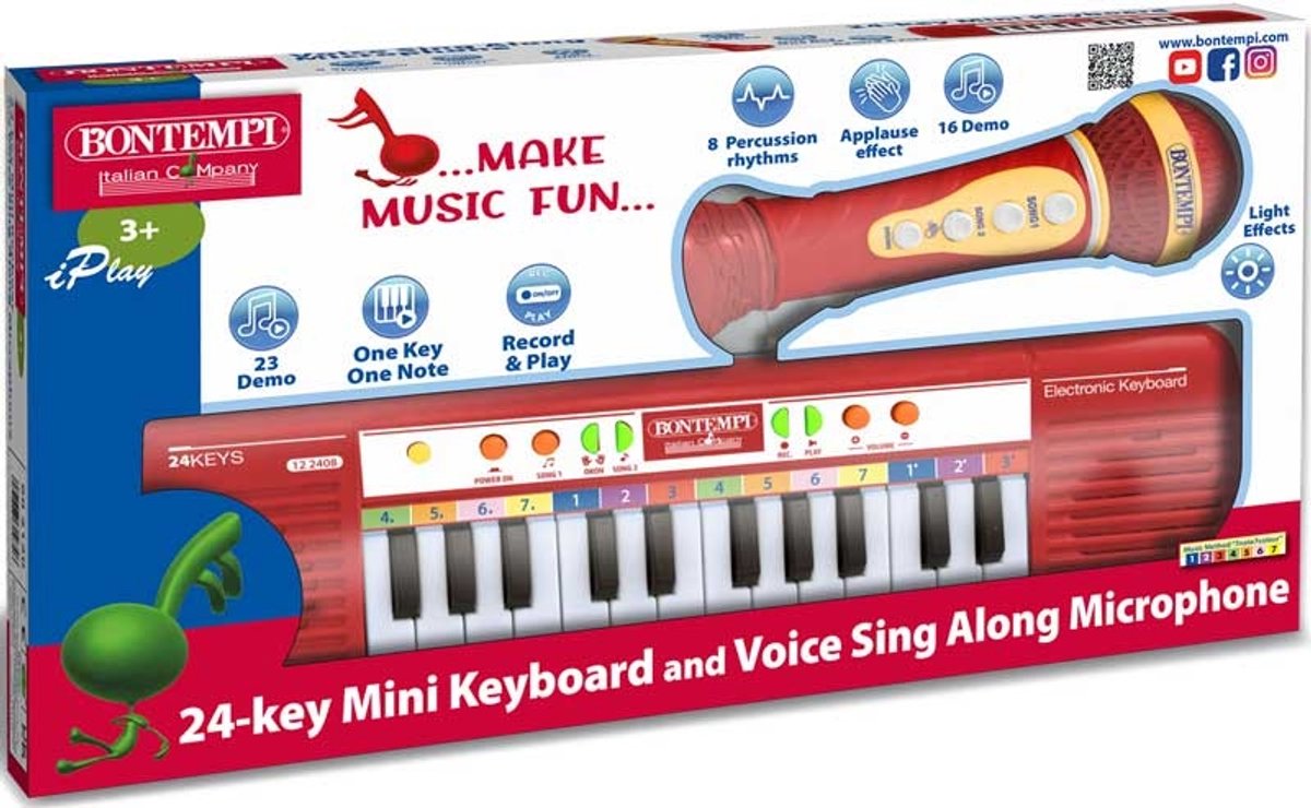 Bontempi keyboard speelgoed set met karaoke microfoon - educatief.