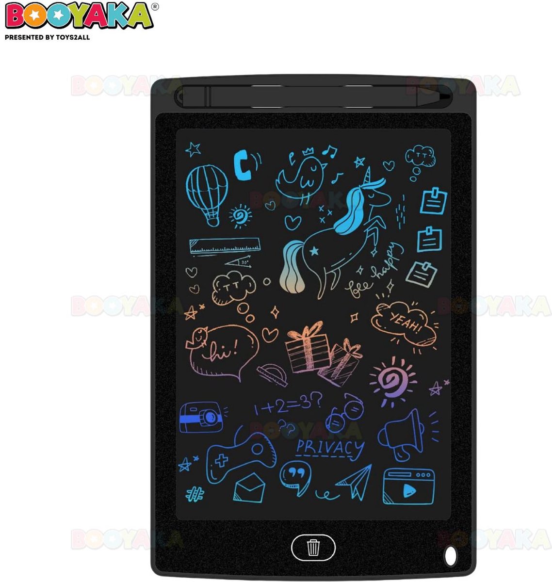 Booyaka® LCD Schrijftablet kinderen zwart - 8,5 Inch - Grafische tablet - Grafisch tekenen – Digitaal tekenen- Digitaal tekentablet – Schijftablet voor kinderen – Tekenbord - interactief speelgoed - Writingtablet - Magisch tekenbord