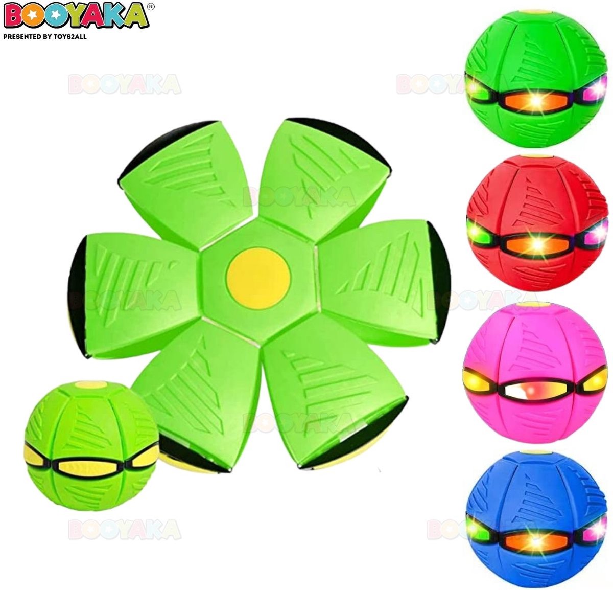 Booyaka® UFO Bal groen - Frisbee- UFO bal met lichtjes – LED – Flying saucer ball – Flat ball disc – Schijf – Speelbal - Strandbal