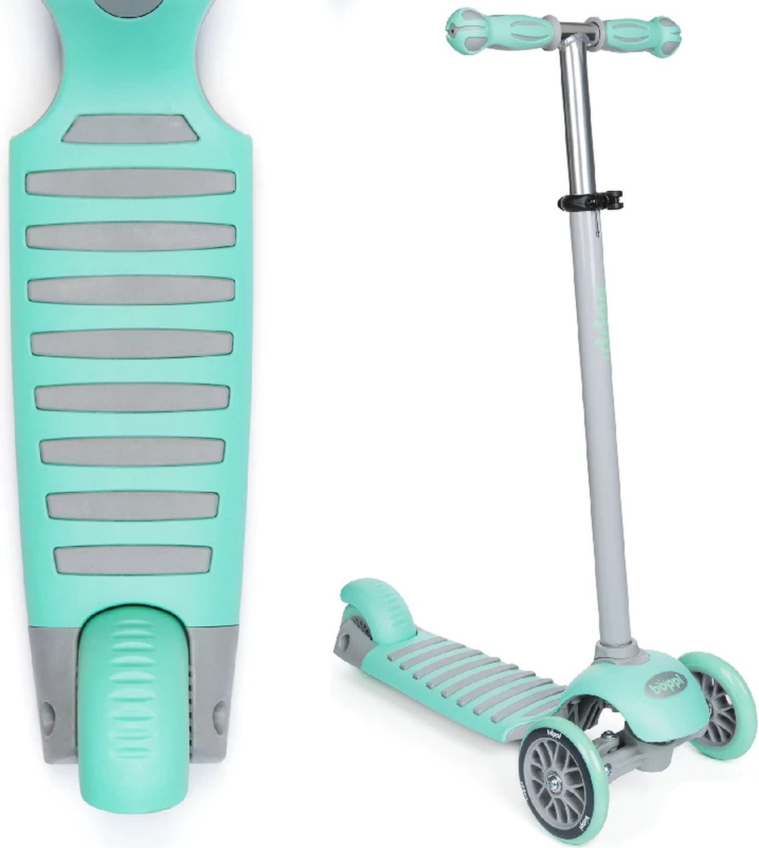 Kinderstep met drie wielen - verstelbaar stuur - extra grote hielrem (groen)