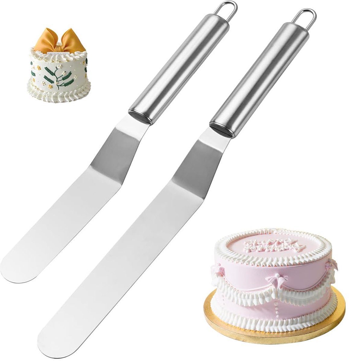 Boraboi ® Set van Twee Roestvrijstalen Taartspatels voor Perfecte Glazuurapplicaties en Snijden