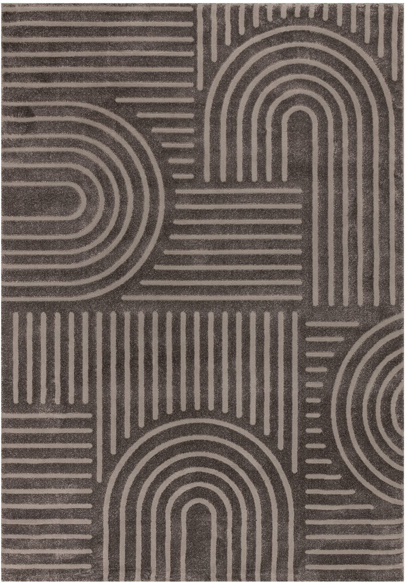 Boraboi ® Stijlvol Laagpolig Tapijt voor Woonkamer met Geometrisch Boho Ontwerp in Grijs - 120x160 cm, Superzacht