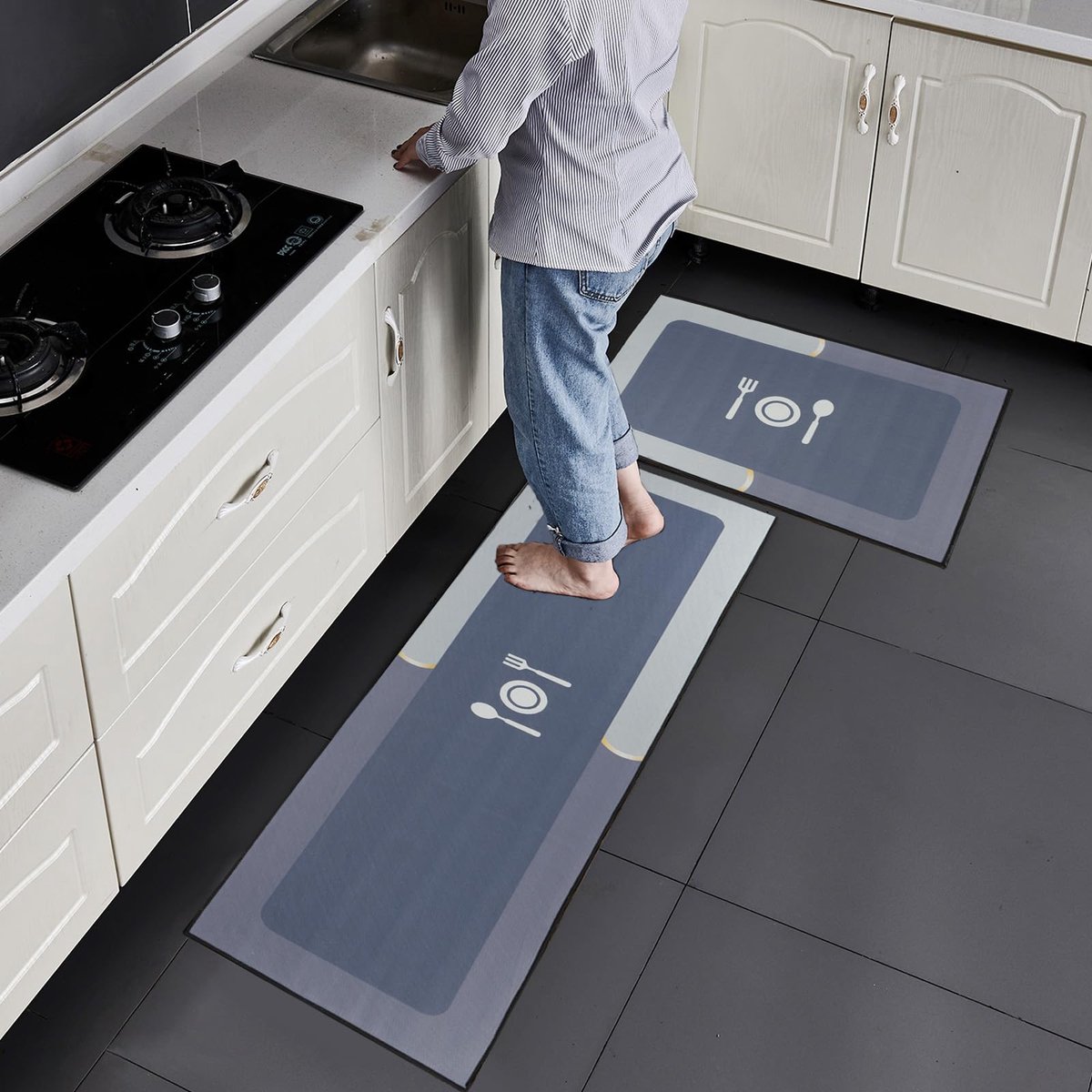 Boraboi ® Stijlvolle en Veilig Antislip Keukenmatten Set voor Huis en Kantoor