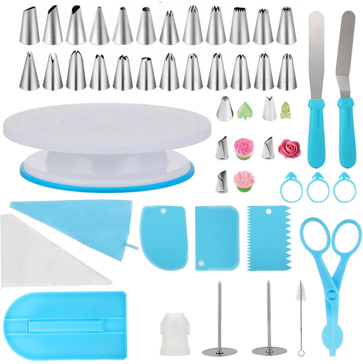 Boraboi® Complete taartdecoratieset met draaibaar plateau en accessoires voor perfecte taarten