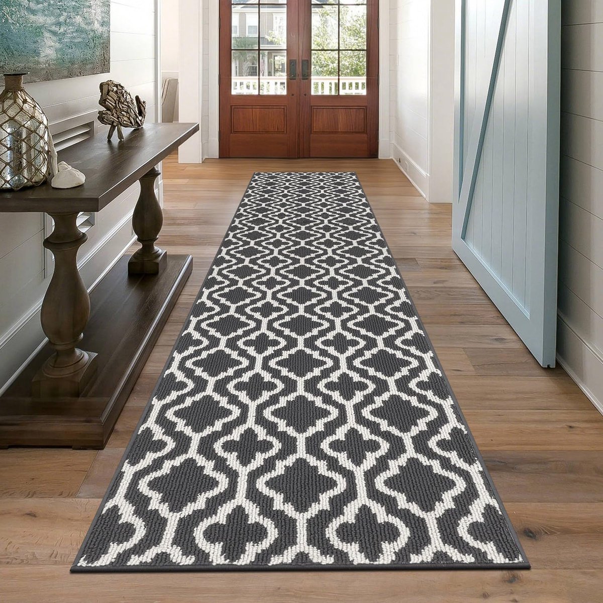 Boraboi® Lange antislip tapijtloper voor gang, keuken en hal met wasbare eigenschappen in donkergrijs