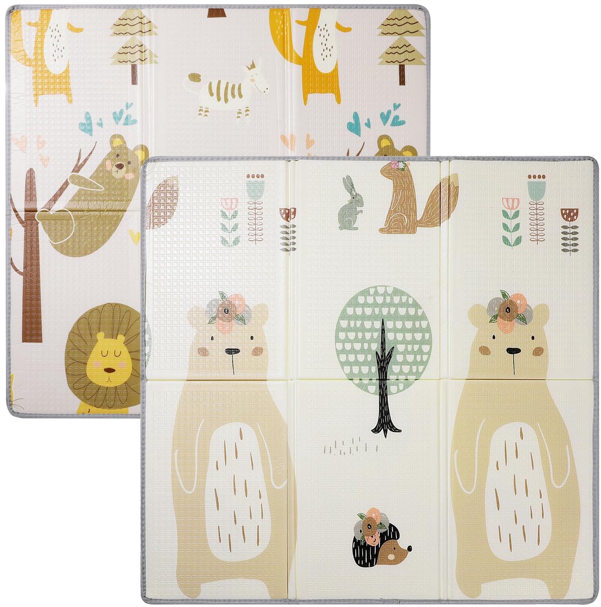 Boraboi® Opvouwbare Antislip Babymat voor Binnen en Buiten met Warmte-isolerende Eigenschappen, 120 x 120 cm