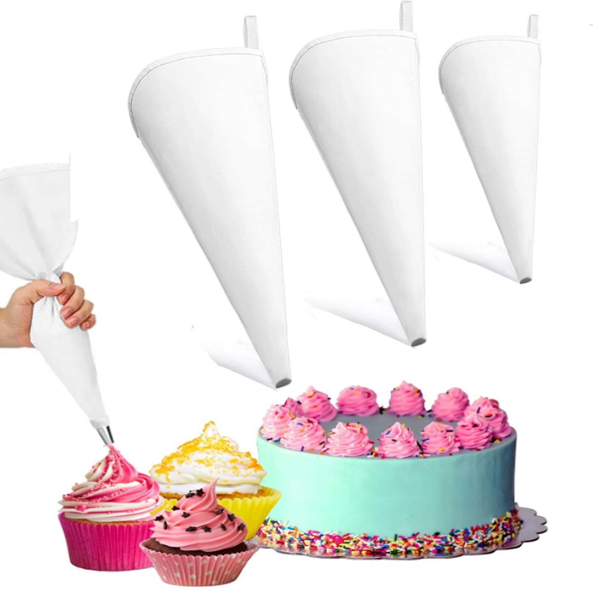 Boraboi® Professionele Herbruikbare Decoratie Spuitzakken Set van 3 Maten voor Bakenthousiastelingen