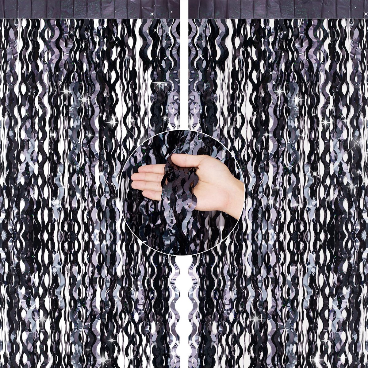  ® Zwart metallic glittergordijn voor feestdecoratie en fotoachtergrond
