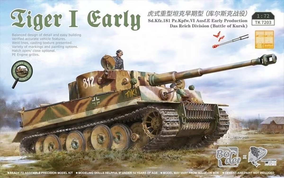 1:72 Border Model TK7203 Tiger 1 - VI Ausf. E - Early of Das Reich Plastic kit