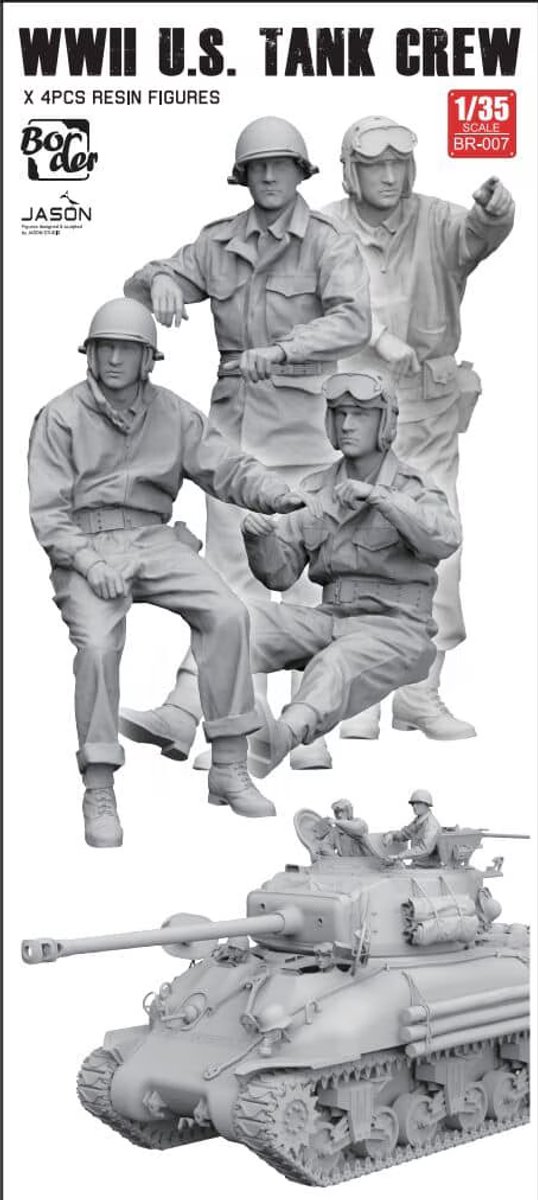 Border Model Modelbouwpakket - BR007 WWII Amerikaanse Tankbemanning - 4 Resin Figuren Resin onderdeel - 1:35 -