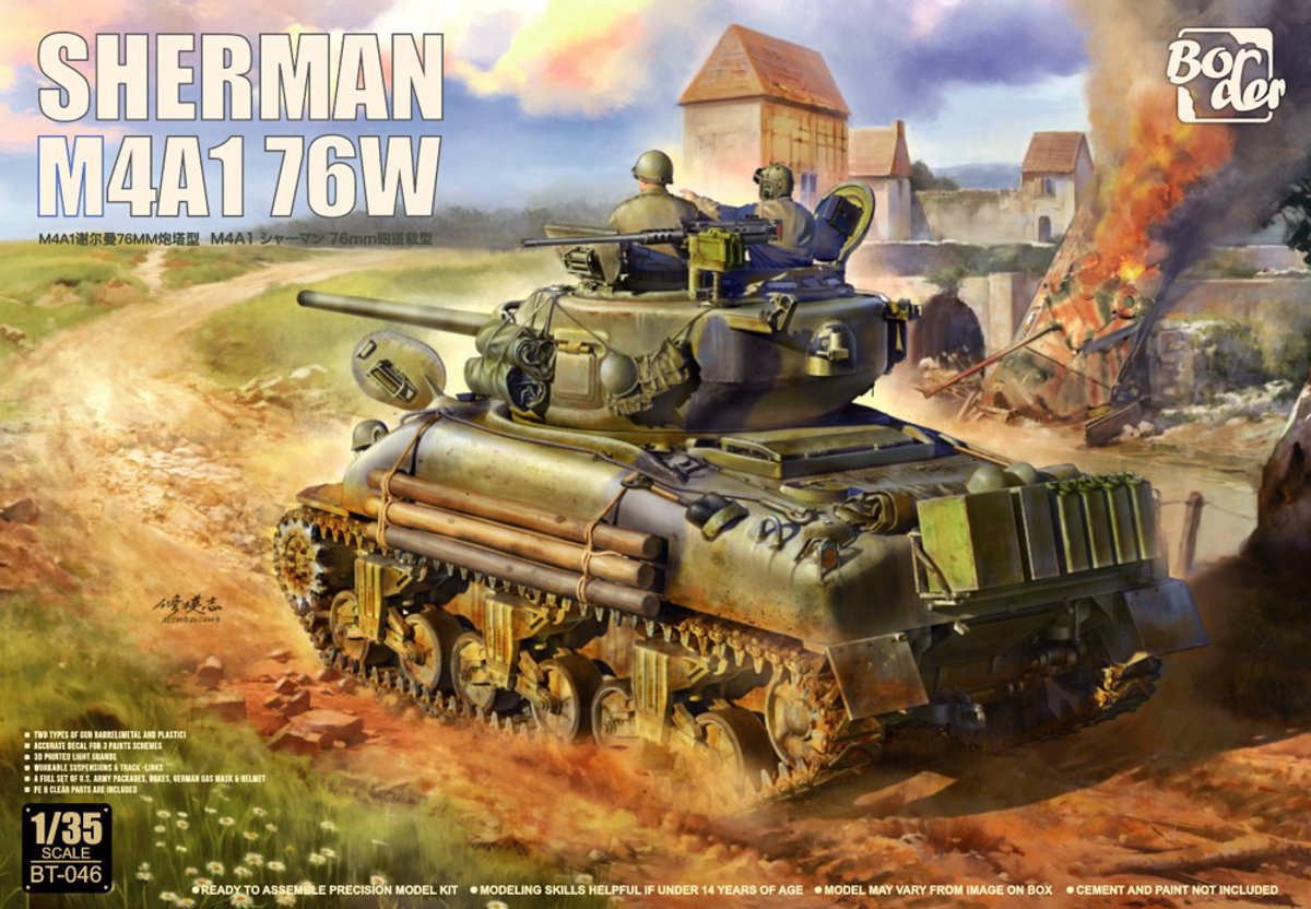 Border Model Modelbouwpakket Militaire voertuigen - BT046 Sherman M4A1 76W - Tank Plastic - 1:35 -