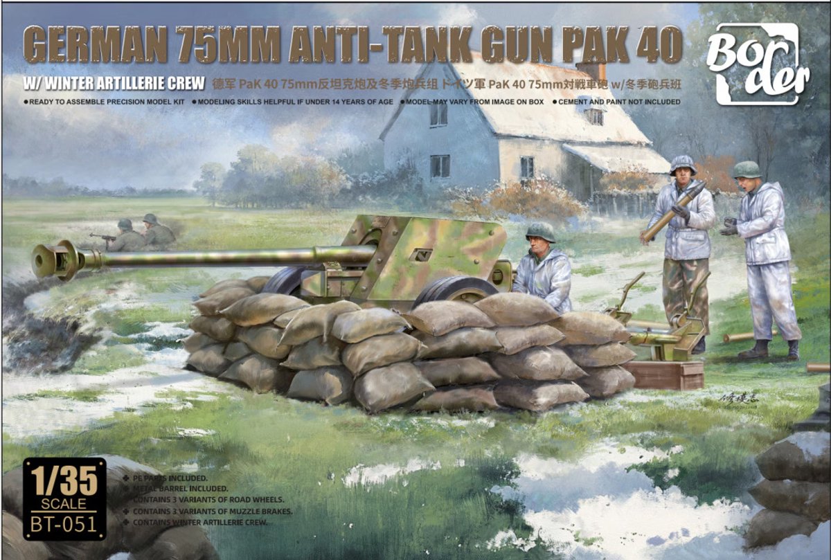 Border Model Modelbouwpakket Militaire voertuigen - BT051 Duitse 7,5cm PaK 40 Antitankgeschut met WWII Winter Artilleriebemanning Plastic - 1:35 -