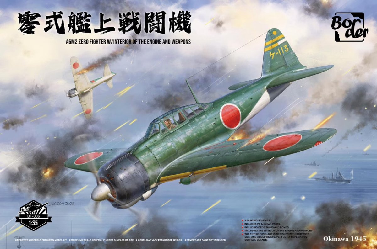 Border Model Modelbouwpakket Vliegtuigen - BF006 Mitsubishi A6M2 Zero jachtvliegtuig met interieur van de motor en bewapening Plastic - 1:35 -