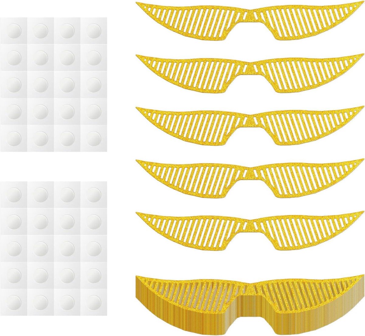 Feest Taart Decoratie Set - 50st 12cm Uitgeholde Vleugels Taart Decoratie met Glitter Lijm Cirkels voor Verjaardag Bruiloft Viering Prom (Gouden)