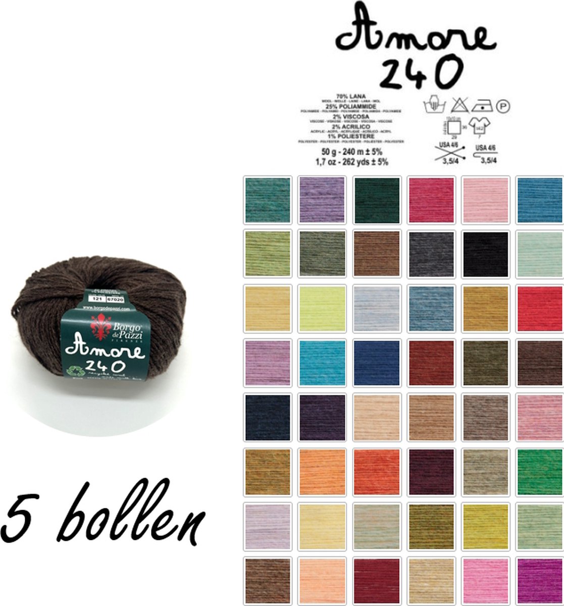 Borgo de Pazzi - Amore 240 - Bruin 121 - set van 5 bollen x 50 gram