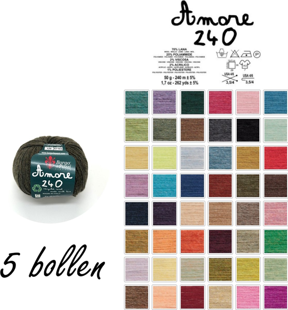 Borgo de Pazzi - Amore 240 - Donker groen 120 - set van 5 bollen x 50 gram