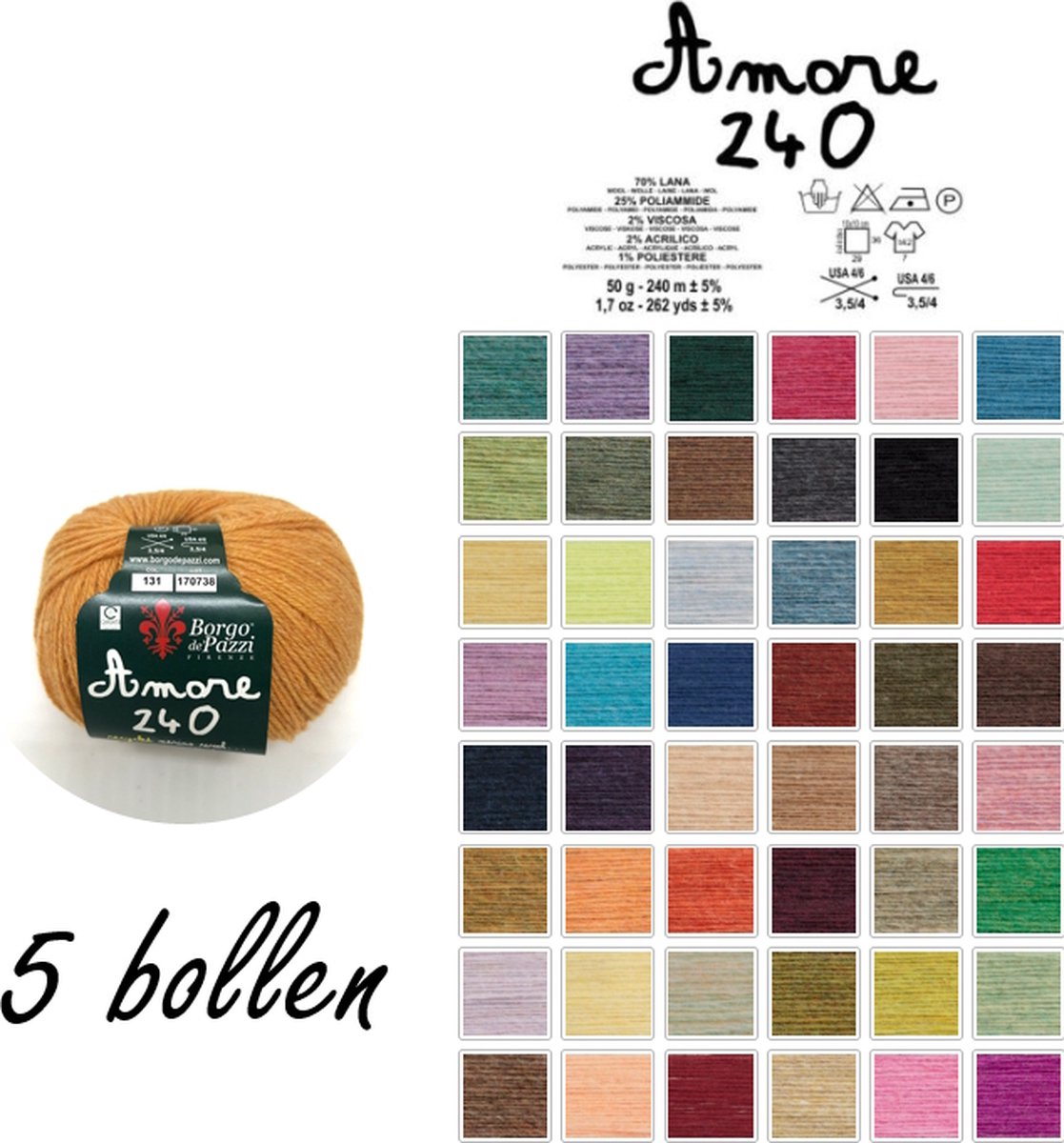 Borgo de Pazzi - Amore 240 - Oranje 131 - set van 5 bollen x 50 gram